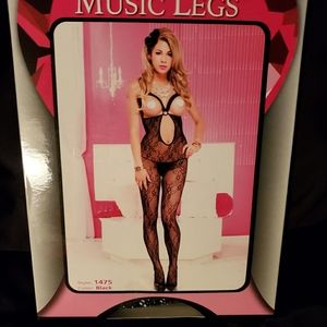 Lace peekaboo crotchless body stocking